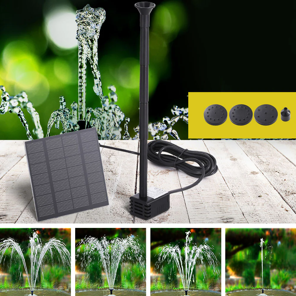 Solar Pond Pump Submersible Powered Garden Pool Water Fountain Kit 2.6FT - Nurns