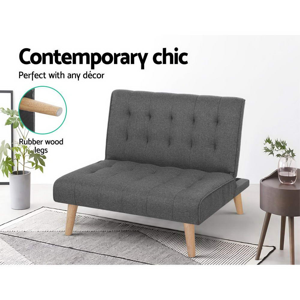 Miranda Single Seater Modular Sofa Bed Lounge - Dark Grey - Nurns