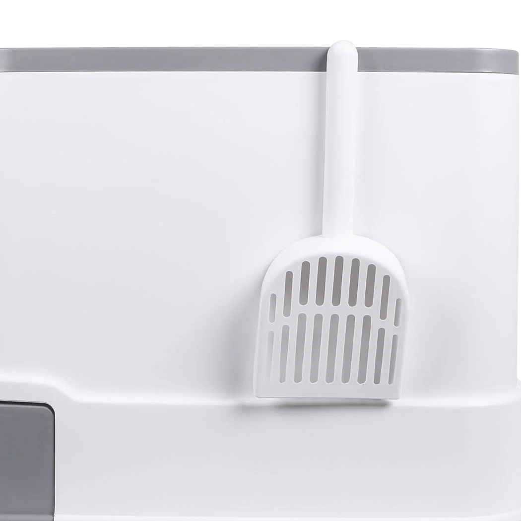 Cat Litter Box Fully Enclosed Kitty Toilet Trapping Sifting Odor Control Basin - Grey - Nurns