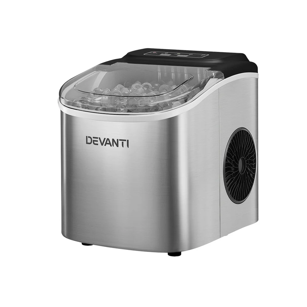 Devanti 12kg Ice Maker Machine with Self Cleaning Silver - Nurns