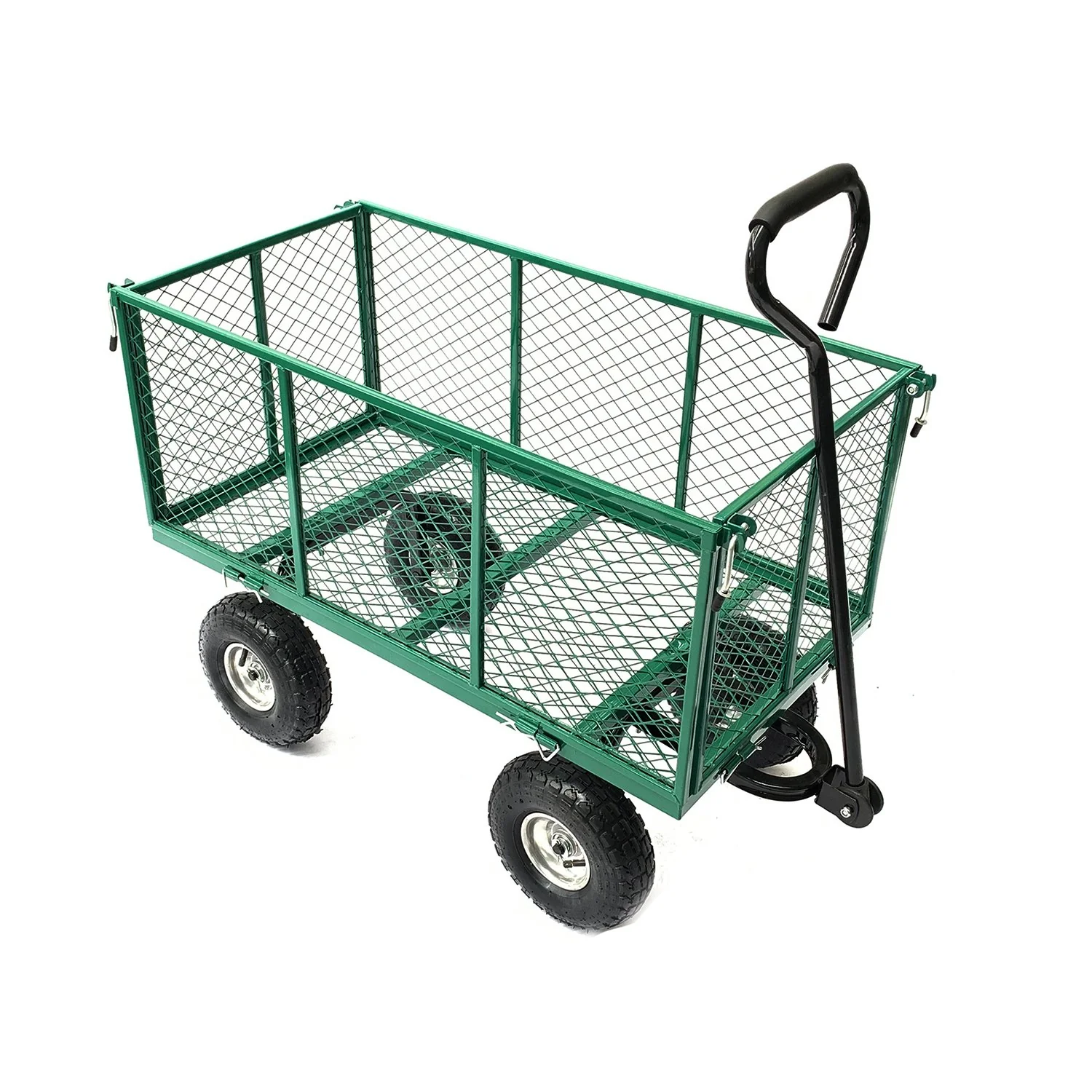 Steel Mesh Garden Trolley Cart - Green - Nurns