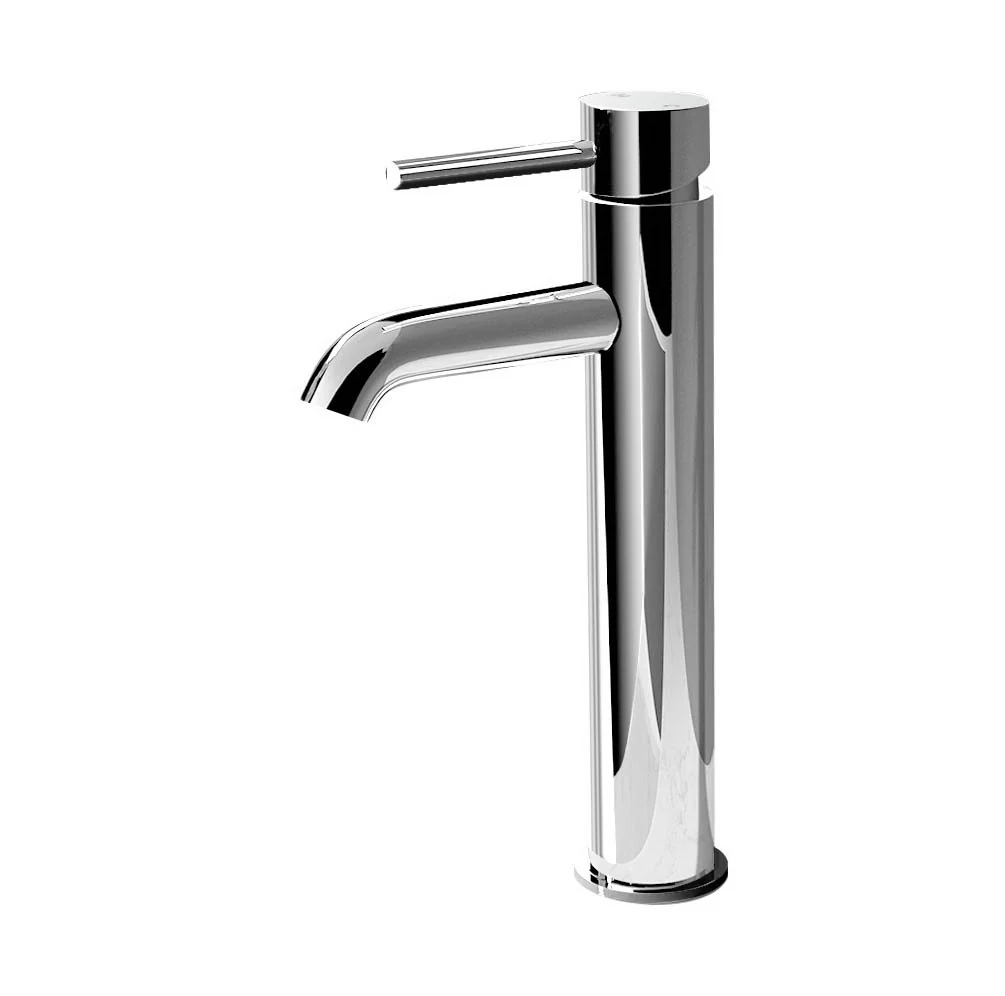 Bathroom Basin Mixer Tap Round Tall Faucet Vanity Laundry Chrome - Nurns