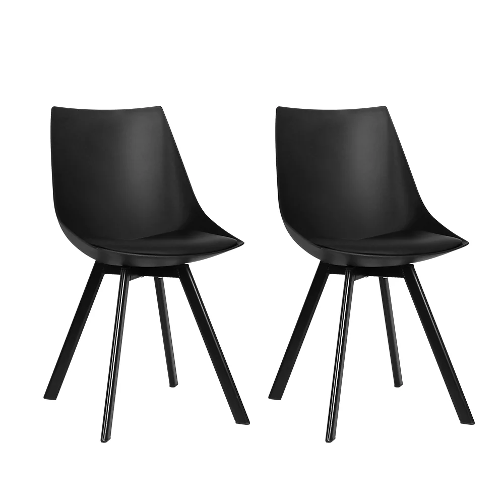 Kaylee Set of 2 Dining Chairs PU Leather Plastic Metal - Black - Nurns