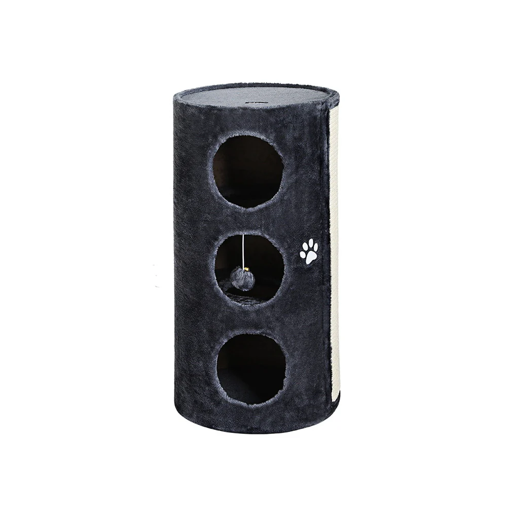 Cat Tree Scratching Post Tower Scratcher 70cm Wooden Condo Trees House - Dark Grey - Nurns