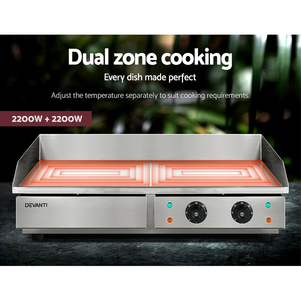 Commercial Electric Griddle 73cm BBQ Grill Plate 4400W - Nurns