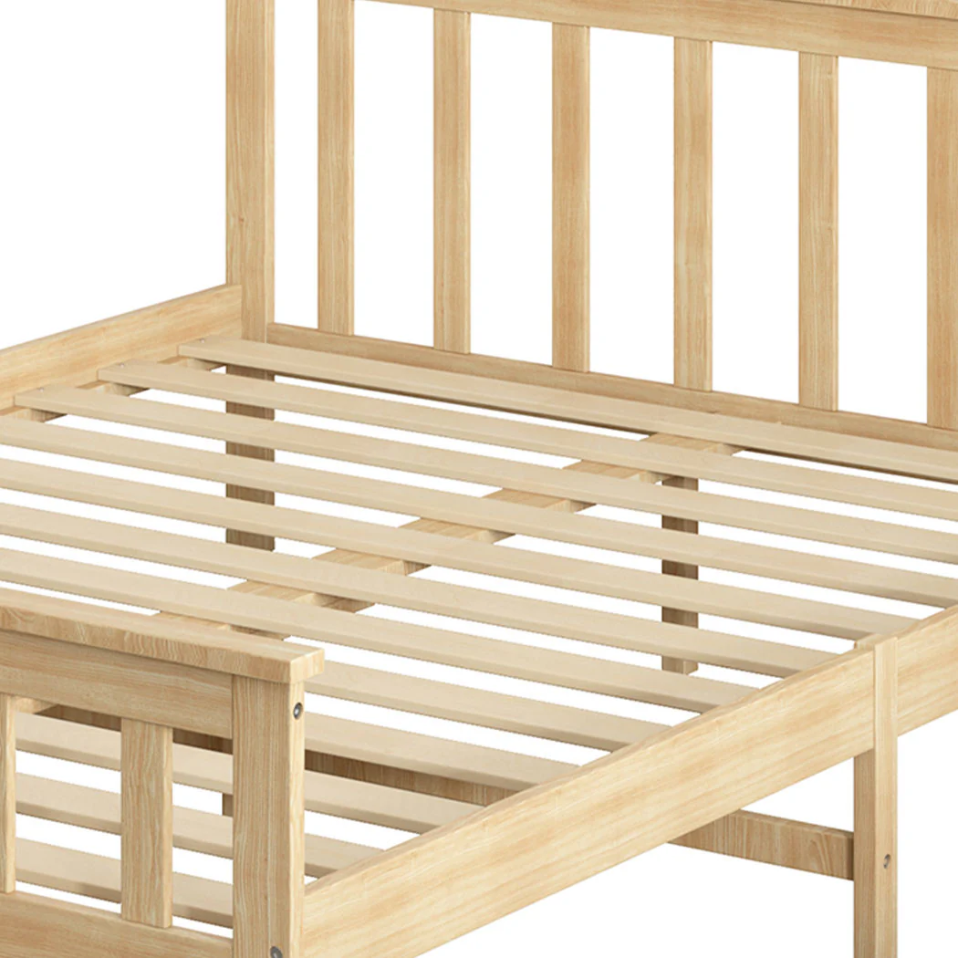 Mia Wooden Bed Frame Base Solid Timber Pine Wood Natural - Queen - Nurns