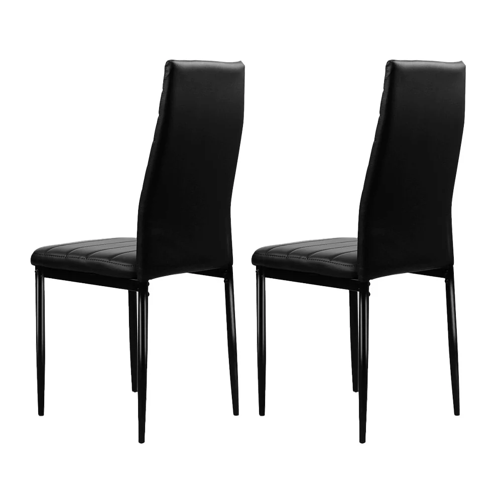 Briley Set of 4 Dining Chairs Leather Channel Tufted - Black - Nurns