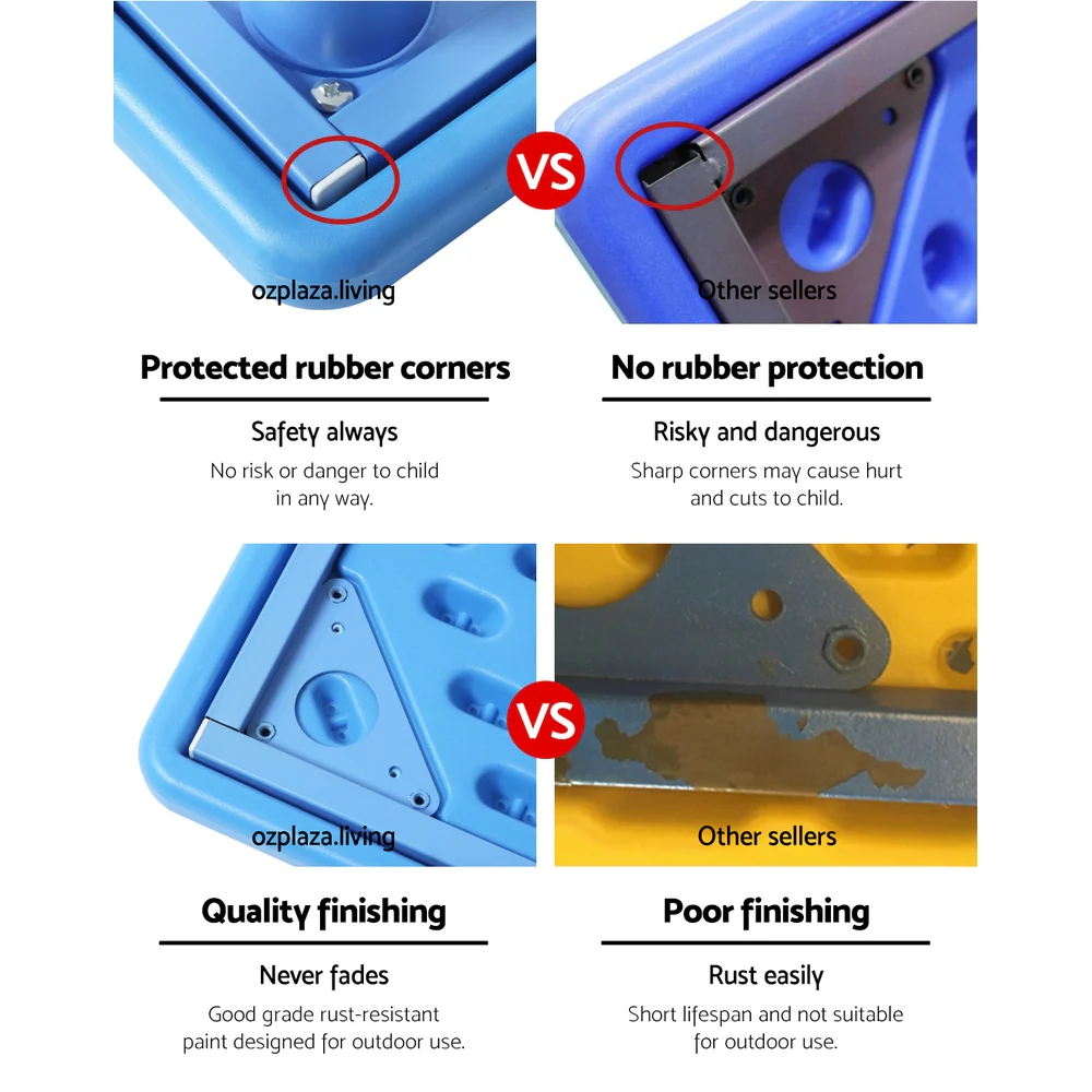 Perryn Kids Table 60x60cm Children Painting Activity Study Dining Playing Desk Table - Blue - Nurns