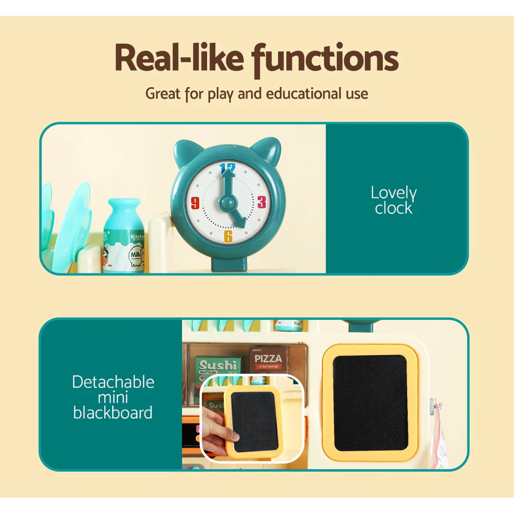 Kids Kitchen Pretend Play Set Cooking Sound Steam Light Function - Nurns