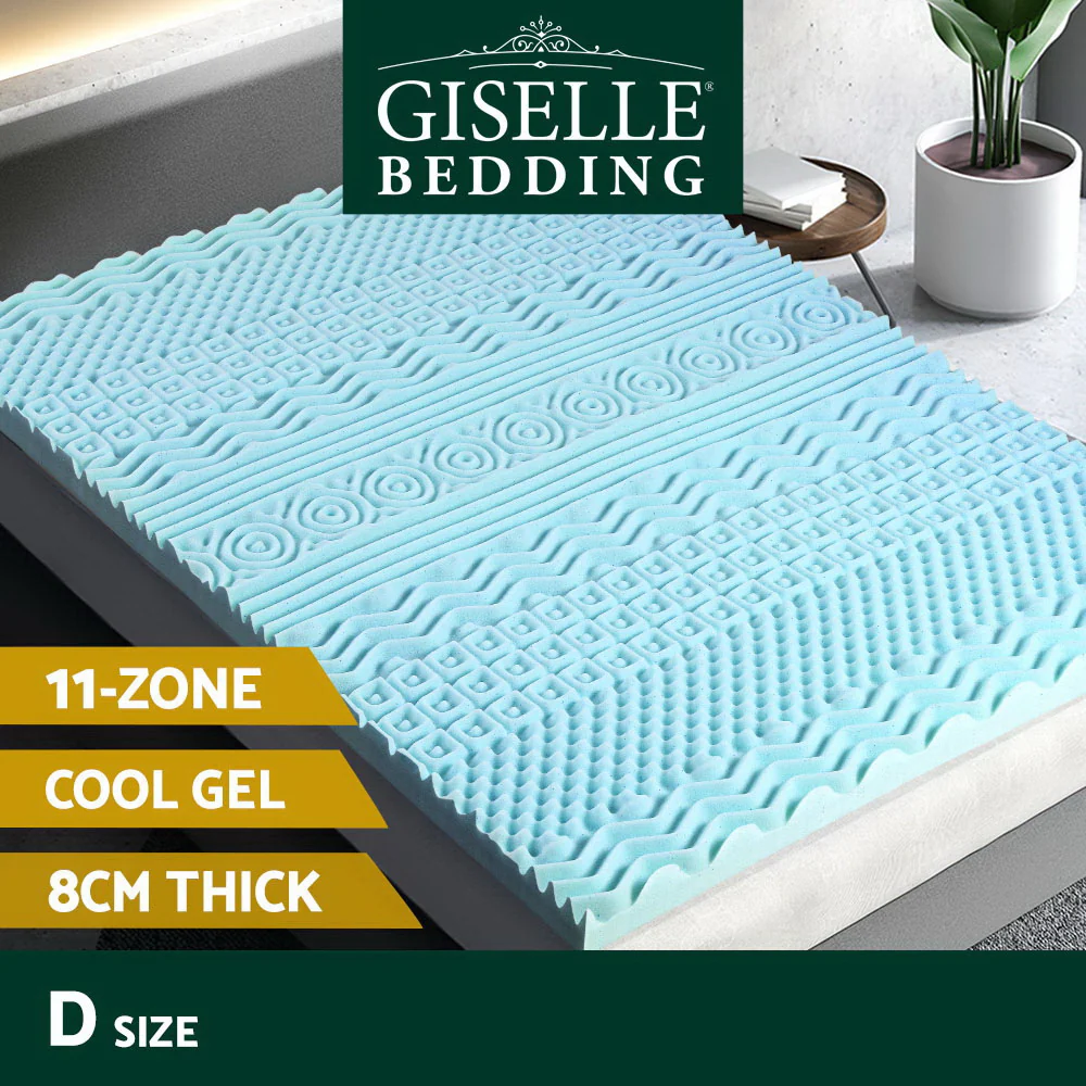 Double Giselle Bedding Memory Foam Mattress Topper 11-Zone 8cm - Nurns