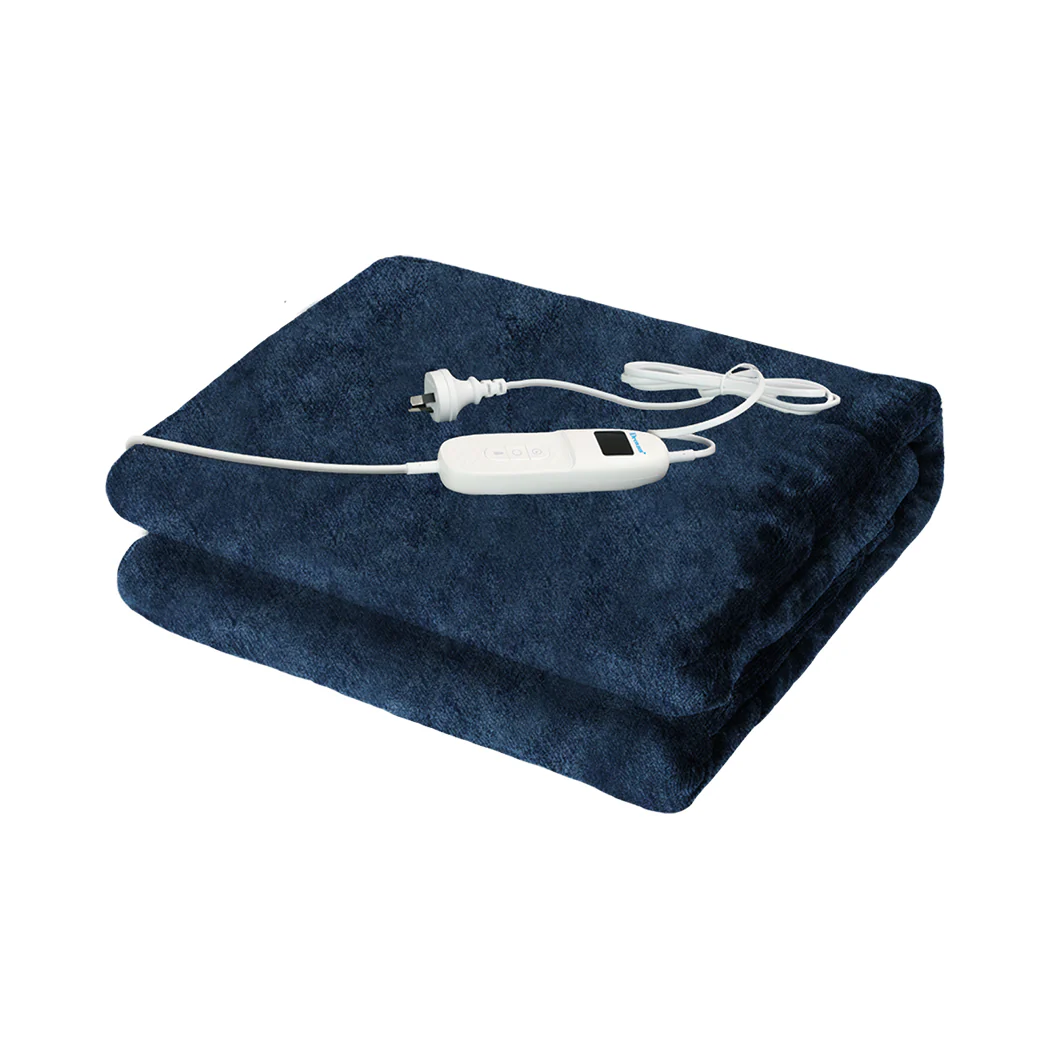 Whitley Electric Soft Blanket Heated Timer Bedding Washable Warm Winter Snuggle - Blue - Nurns