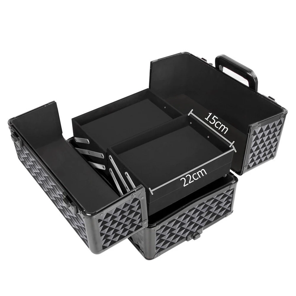 7 in 1 Portable Cosmetic Beauty Makeup Trolley - Diamond Black - Nurns