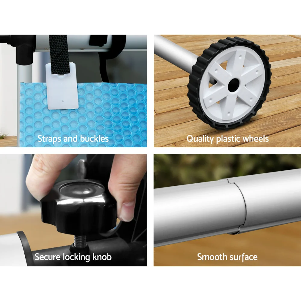Swimming Pool Solar Cover Pools Roller Wheel 9.5x5m 500 Micron Blanket - Nurns