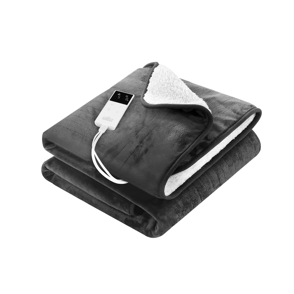 Watson Electric Throw Soft Blanket Rug Heated Washable Snuggle Flannel Winter - Grey - Nurns