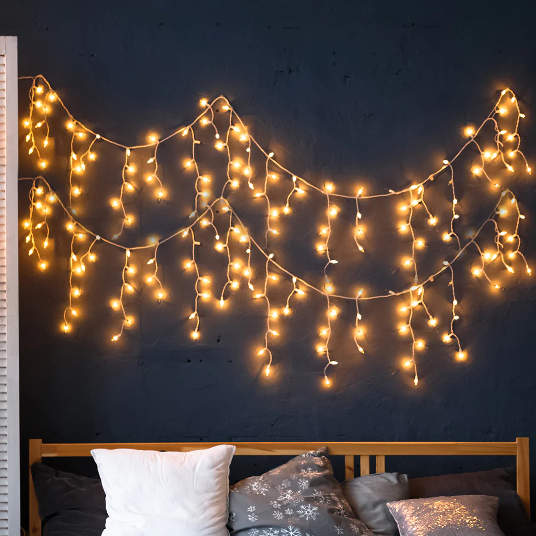 800 LED Curtain Fairy String Lights Wedding Outdoor Xmas Party Lights Warm White - Nurns