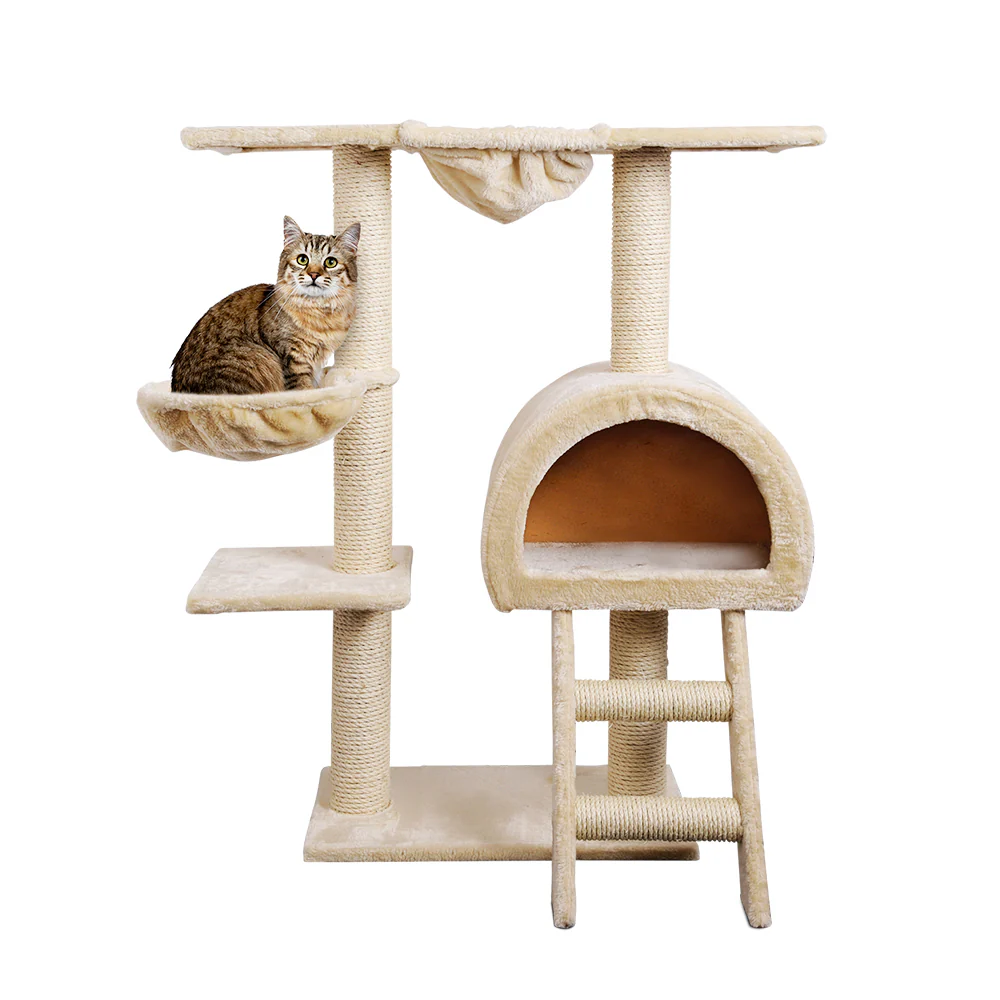 Cat Tree Trees Scratching Post Scratcher Condo Tower House Bed 100cm - Beige - Nurns