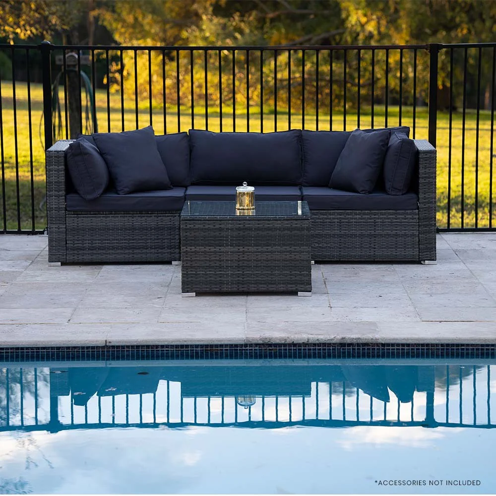 Ray 3-Seater Set 4-Piece Modular Outdoor Lounge Setting with Coffee Table - Grey - Nurns