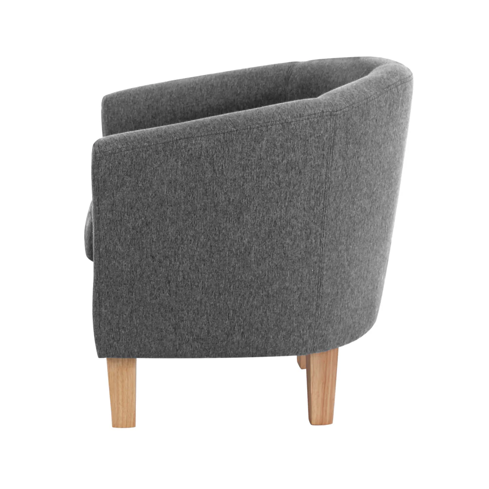 Maure Accent Tub Fabric Lounge Armchair - Grey - Nurns