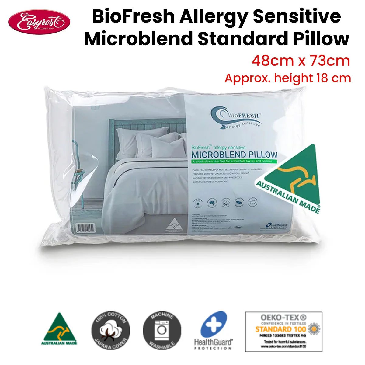 Allergy Sensitive Microblend Standard Pillow - White - Nurns