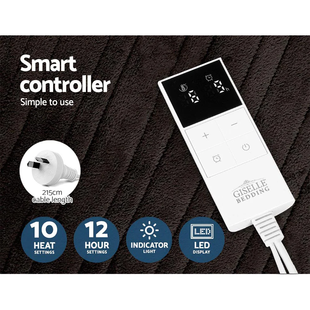 Watson Electric Throw Soft Blanket - Chocolate - Nurns