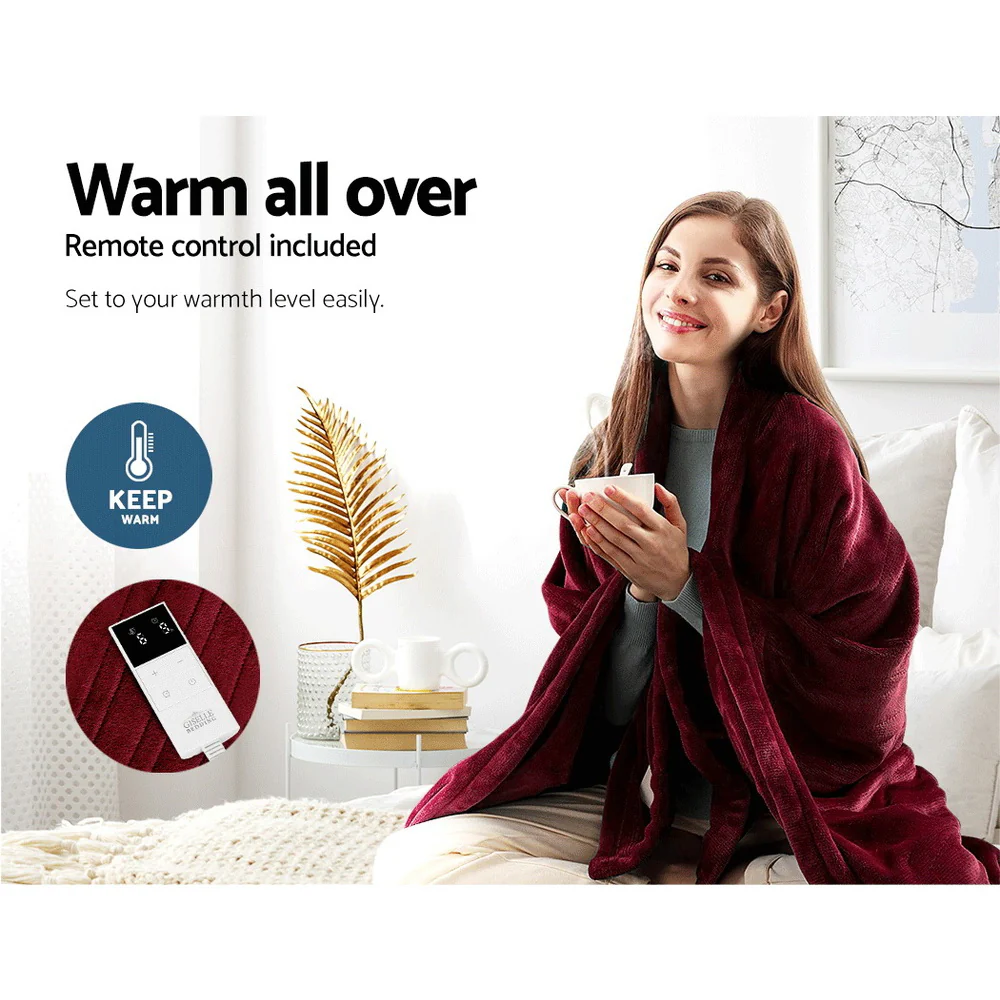 Watson Electric Throw Soft Blanket - Burgundy - Nurns