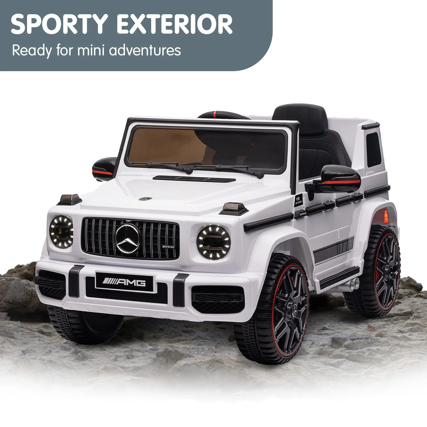 Mercedes Benz AMG G63 Licensed Kids Ride On Electric Car Remote Control - White - Nurns