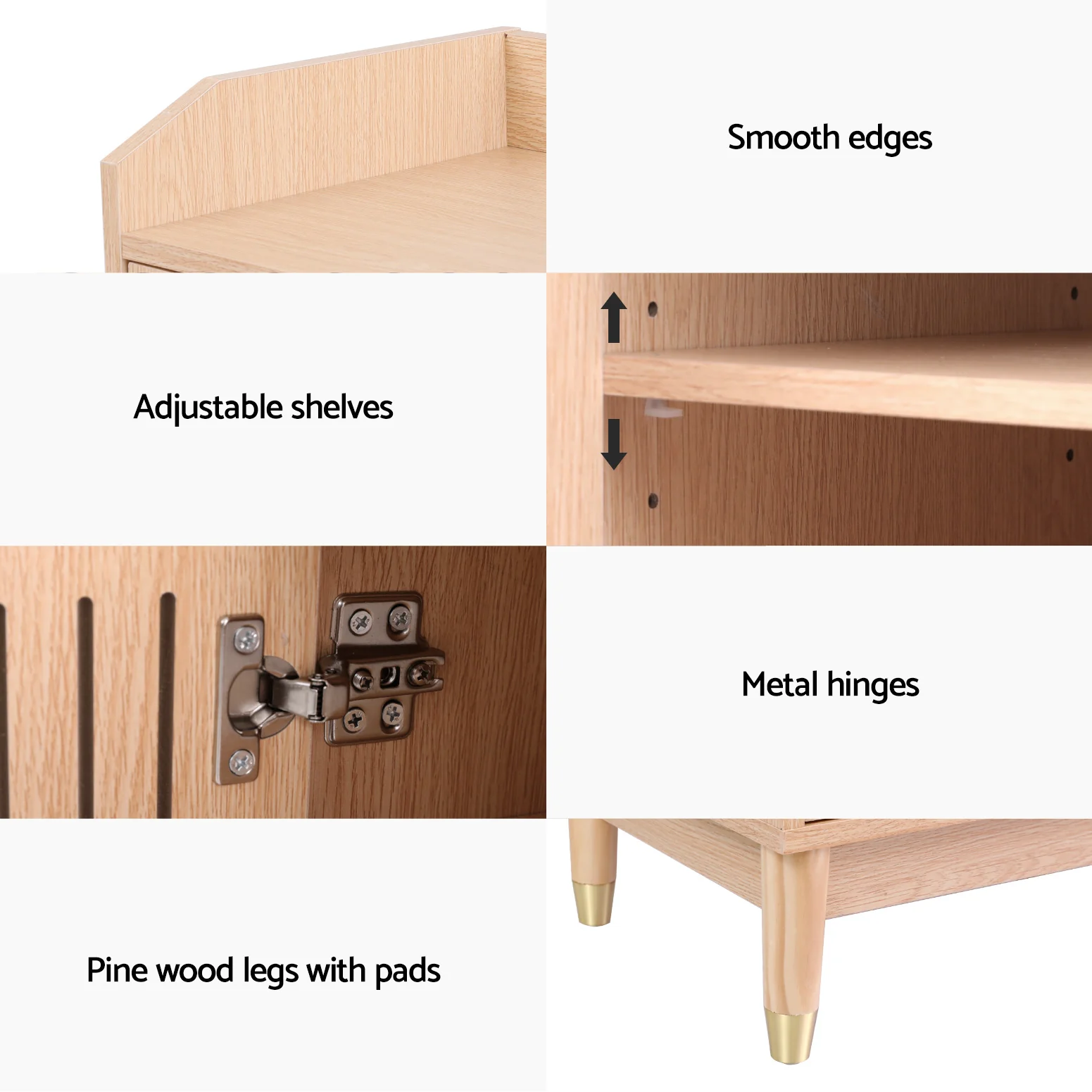 Artiss Shoe Rack Cabinet with Shelves 26 Pairs Pine - Nurns