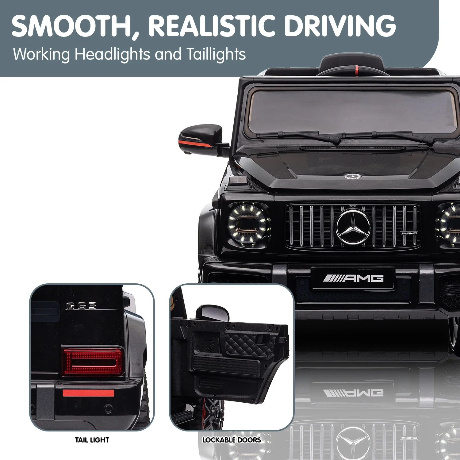 Mercedes Benz AMG G63 Licensed Kids Ride On Electric Car Remote Control - Black - Nurns