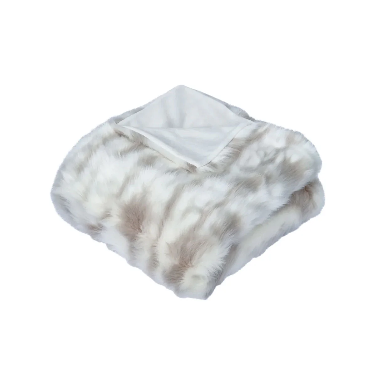 Warny Throw Soft Blanket Home Wild Cat Faux Fur Throw Rug 130 x 160cm - Ivory - Nurns