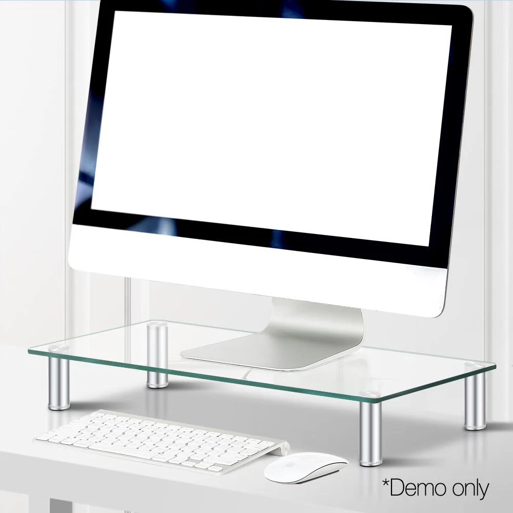 Artiss Monitor Stand Riser with Height Adjustable Computer Laptop Printer Screen Glass Display Shelf - Nurns