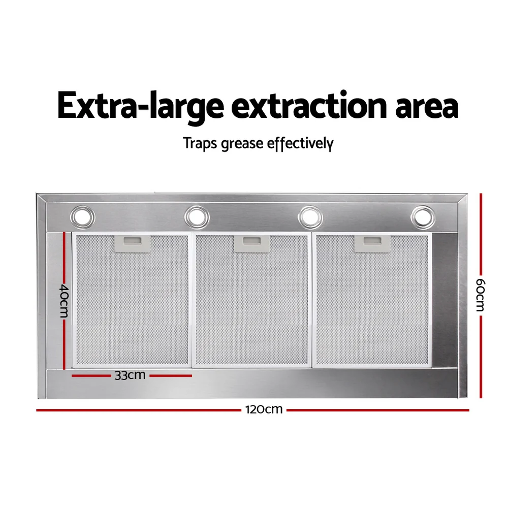 Devanti 1200mm Range Hood 120cm BBQ Commercial Rangehood - Nurns