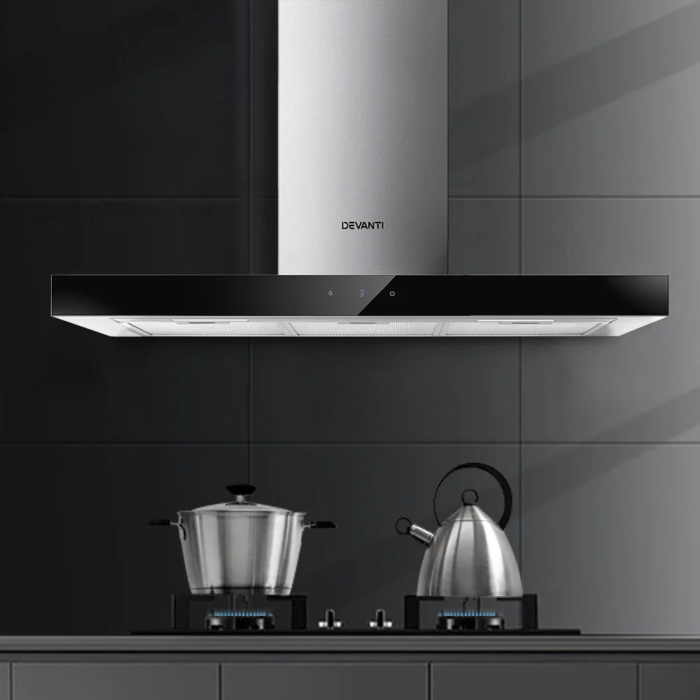 Devanti 900mm Range Hood 90cm Rangehood Glass Stainless Steel - Nurns