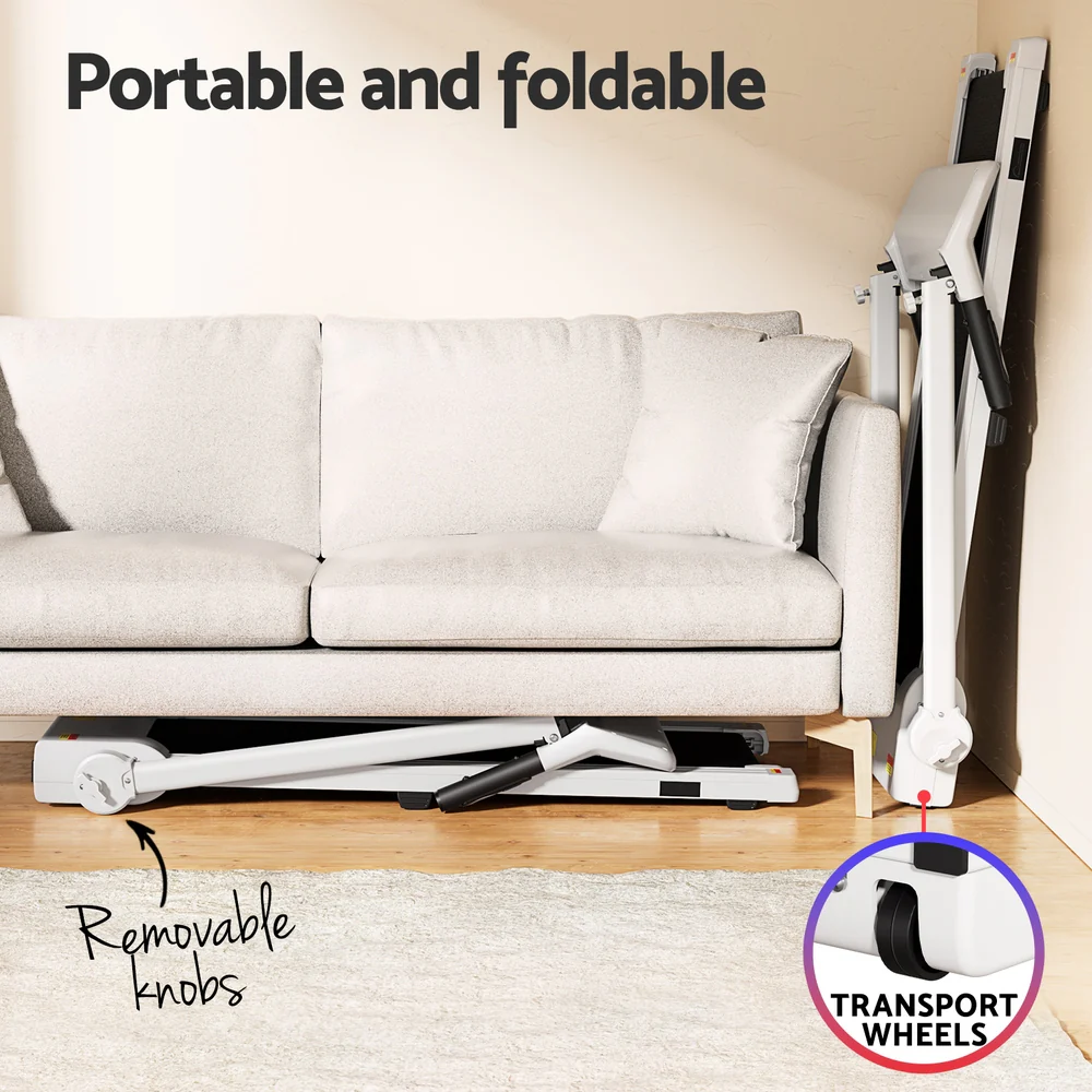 Everfit Treadmill Electric Home Gym Fitness Exercise Knob Foldable 450mm White - Nurns