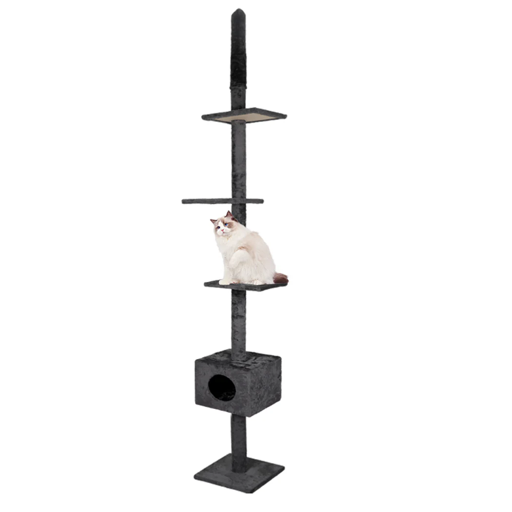 Cat Scratching Post Tree Condo Furniture Scratch Adjustable Height 248-288 - Grey - Nurns