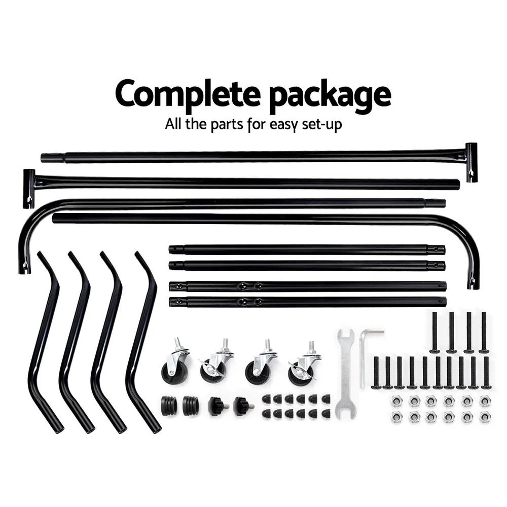 Clothes Rack Airer Coat Stand 6FT Rail with Wheels - Nurns