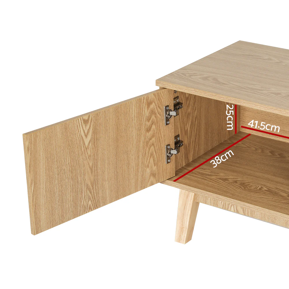 Deacon 120cm TV Cabinet Entertainment Unit Stand Storage Shelves TV Unit - Wood - Nurns