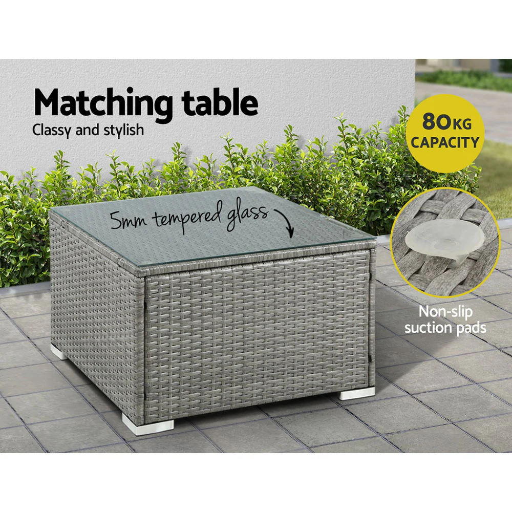 Driffield 4-Seater Furniture Wicker Table Chairs 5-Piece Outdoor Sofa - Grey - Nurns