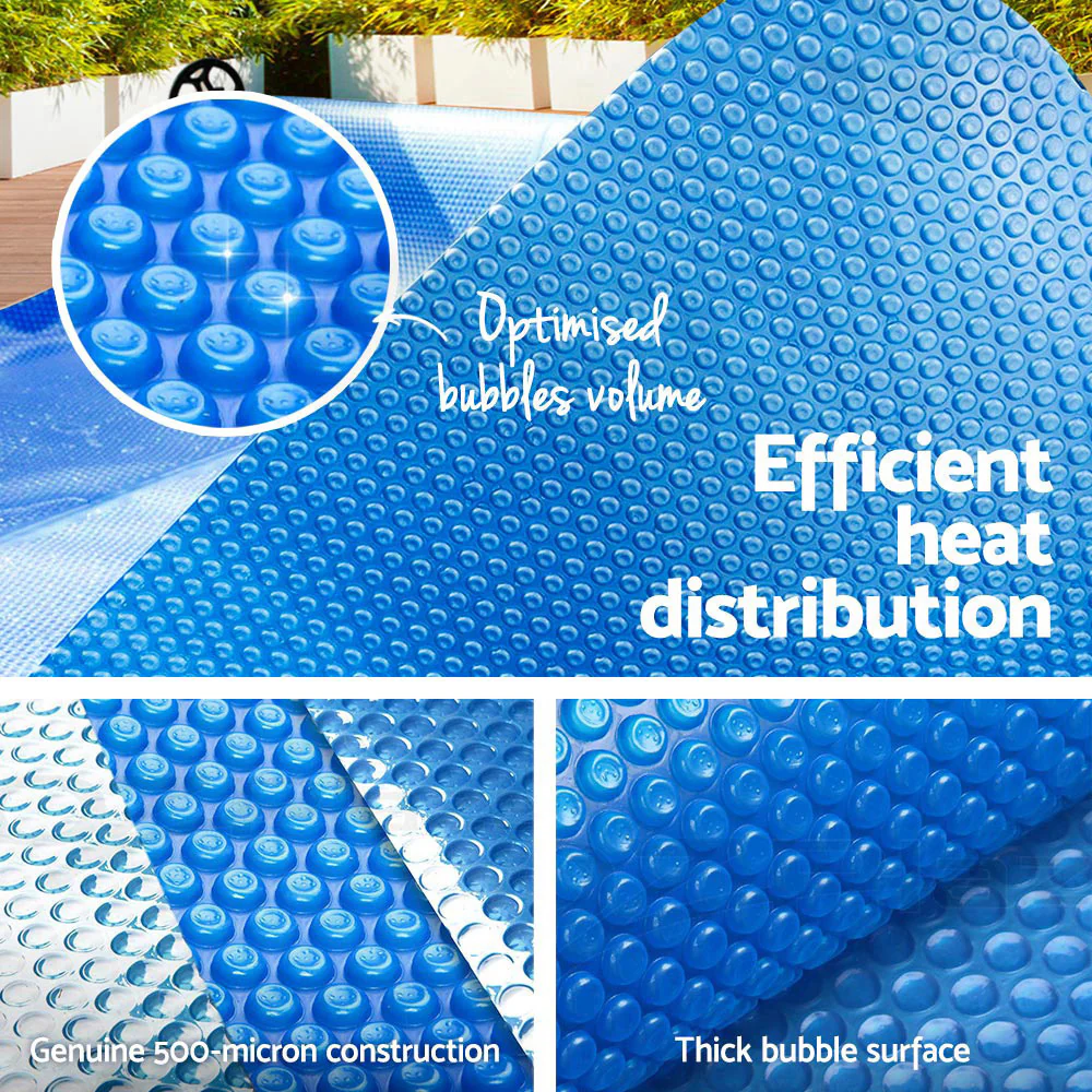 Pool Cover 500 Micron 11x4.8m Swimming Pool Solar Blanket - Blue - Nurns