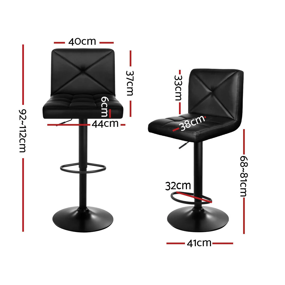 Set of 4 Marousi Bar Stools PU Leather Criss Cross Style - Black - Nurns