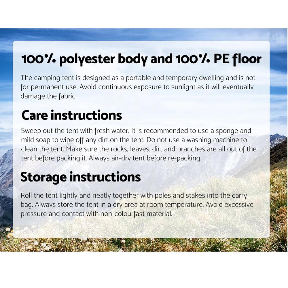 Instant Up Camping Tent 4 Person Pop up Tents Family Hiking Dome Camp - Nurns