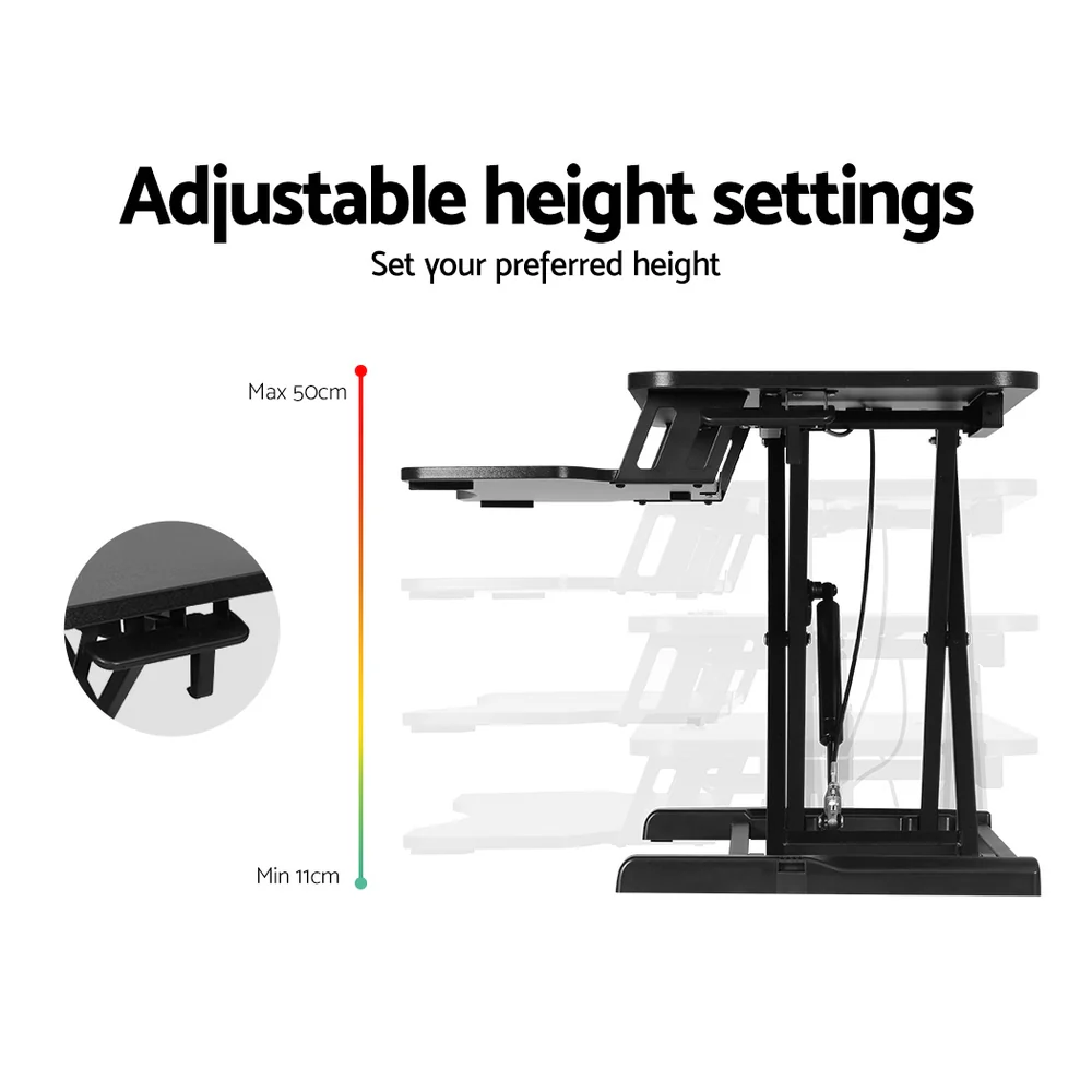 Artiss Standing Desk Riser Height Adjustable Black 80cm - Nurns