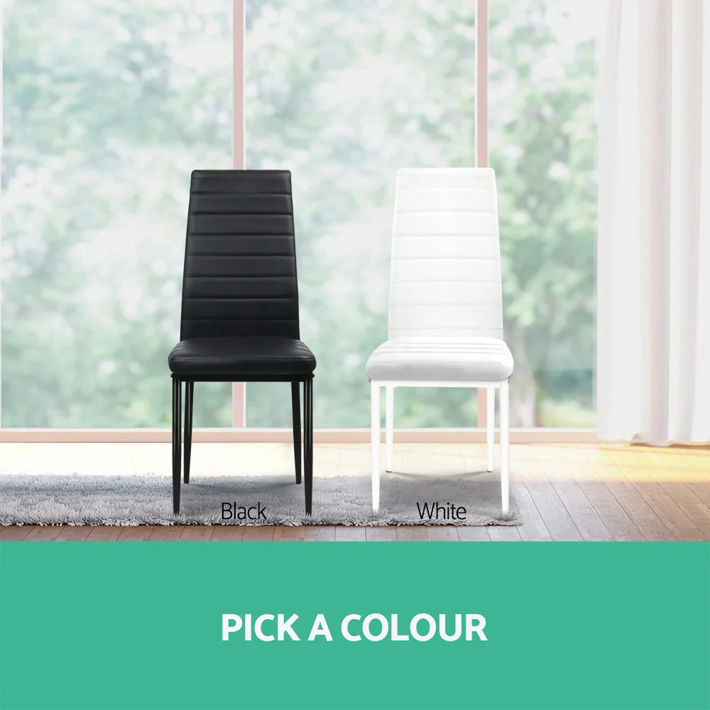 Briley Set of 4 Dining Chairs Leather Channel Tufted - Black - Nurns