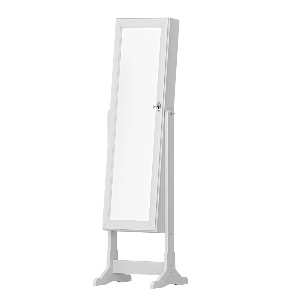 Jewellery Cabinet Mirror Free Standing - White - Nurns