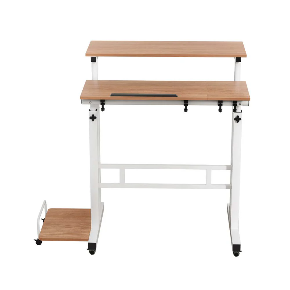 Artiss Laptop Desk Table Adjustable Light Wood 80cm - Nurns