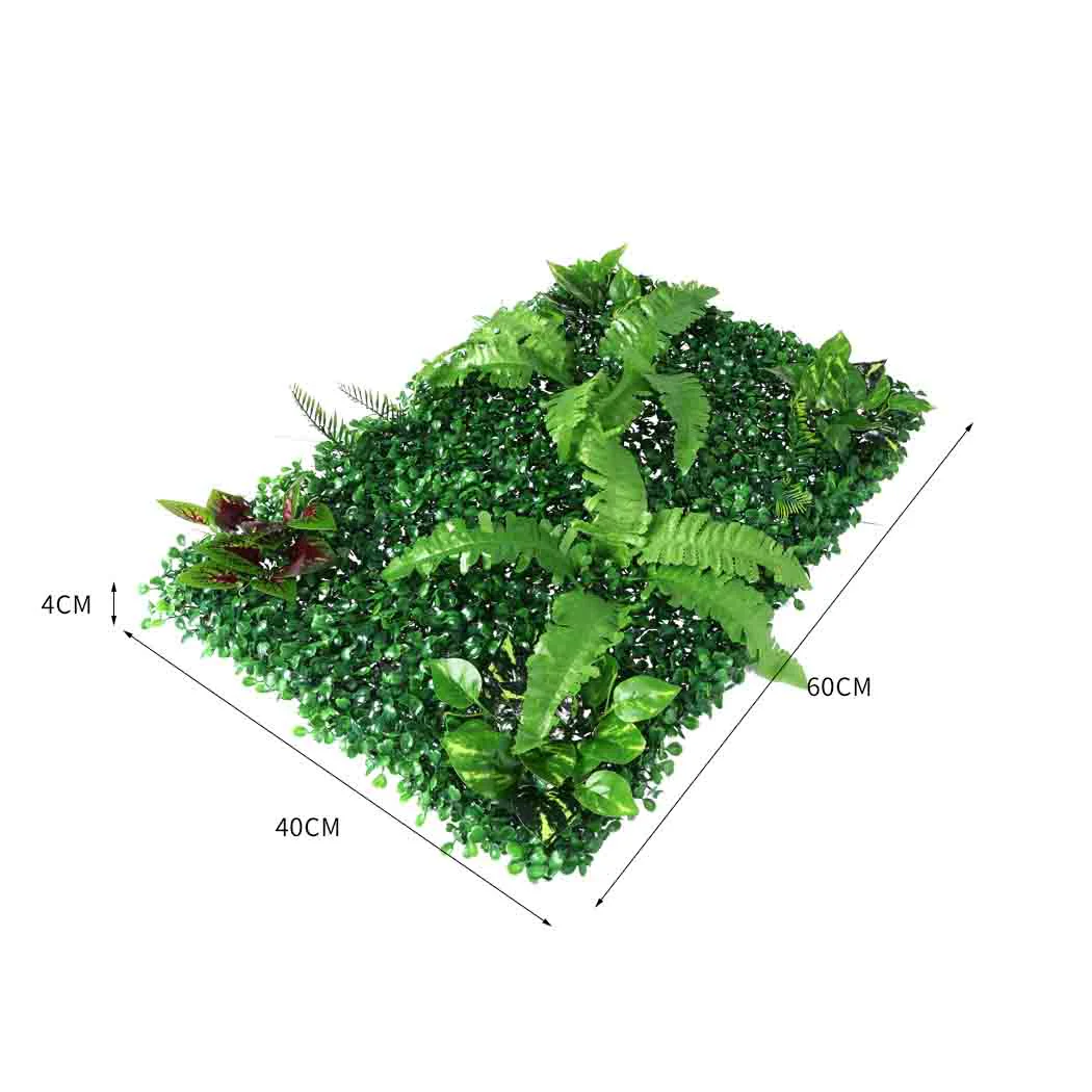Set of 6 Artificial Hedge Grass Plant Hedge Fake Vertical Garden Green Wall Ivy Mat Fence - Nurns