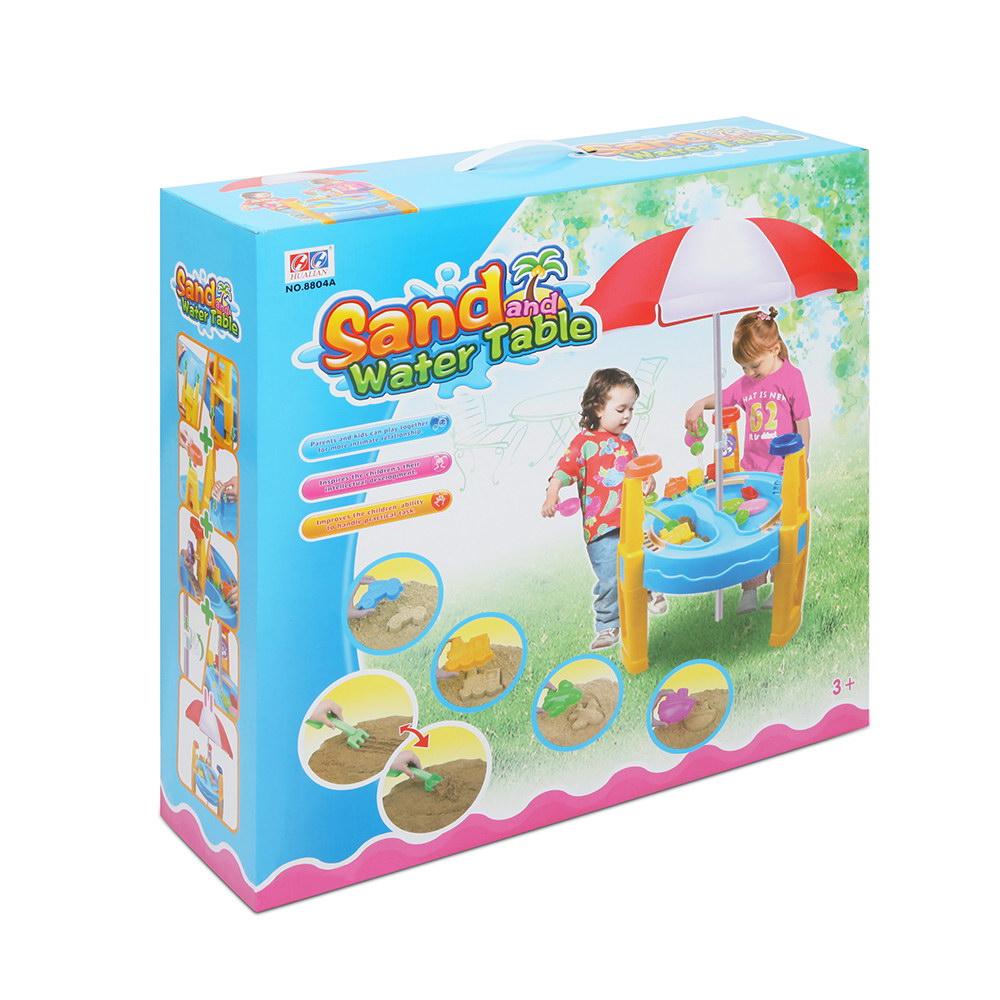 Kids Sandpit Pretend Play Set Water Sand Table Children Outdoor Toy Umbrella - Nurns