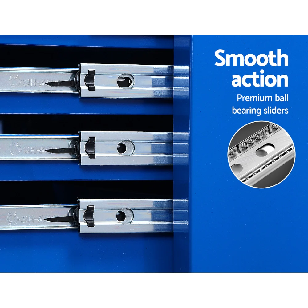 Tool Chest and Trolley Box Cabinet 7 Drawers Cart Garage Storage Blue - Nurns