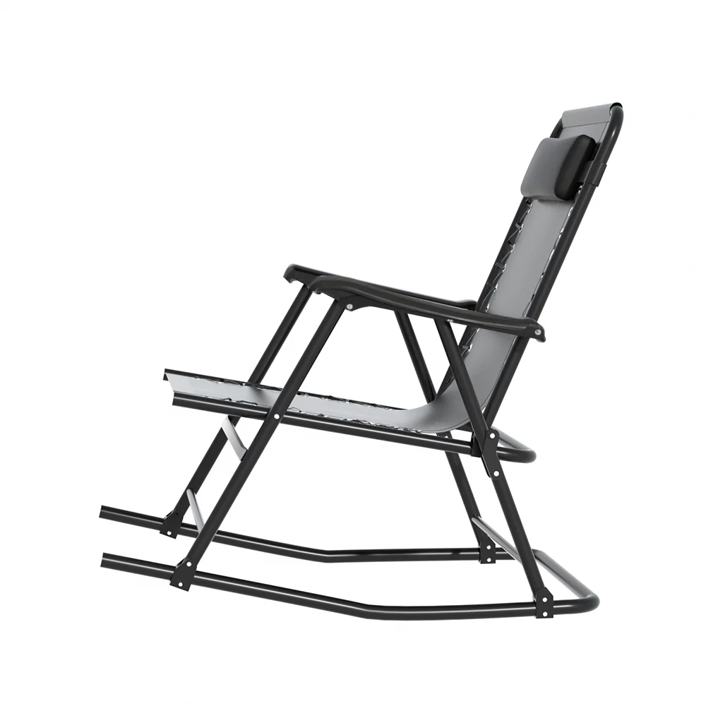 Zorion Outdoor Rocking Chair Folding Reclining Patio Furniture Garden - Black - Nurns