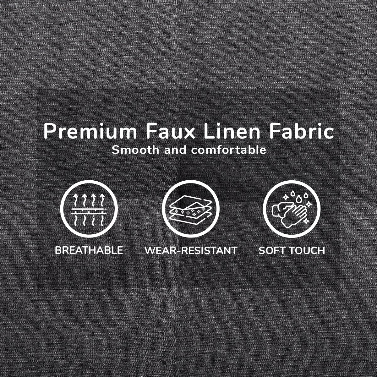 Matilda 3-Seater Linen Futon Sofa Bed Lounge - Dark Grey - Nurns