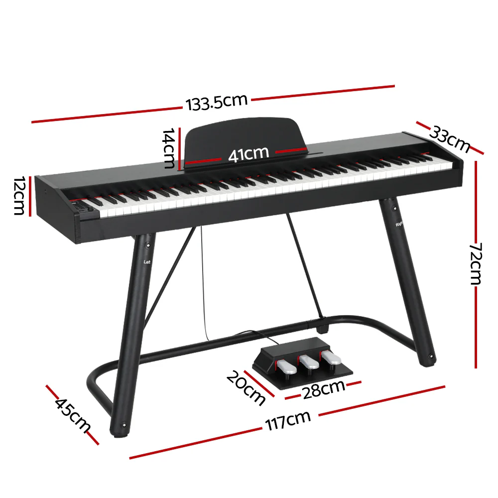 Alpha 88 Keys Electronic Piano Keyboard Digital Electric with Stand Semi-Weighted - Nurns